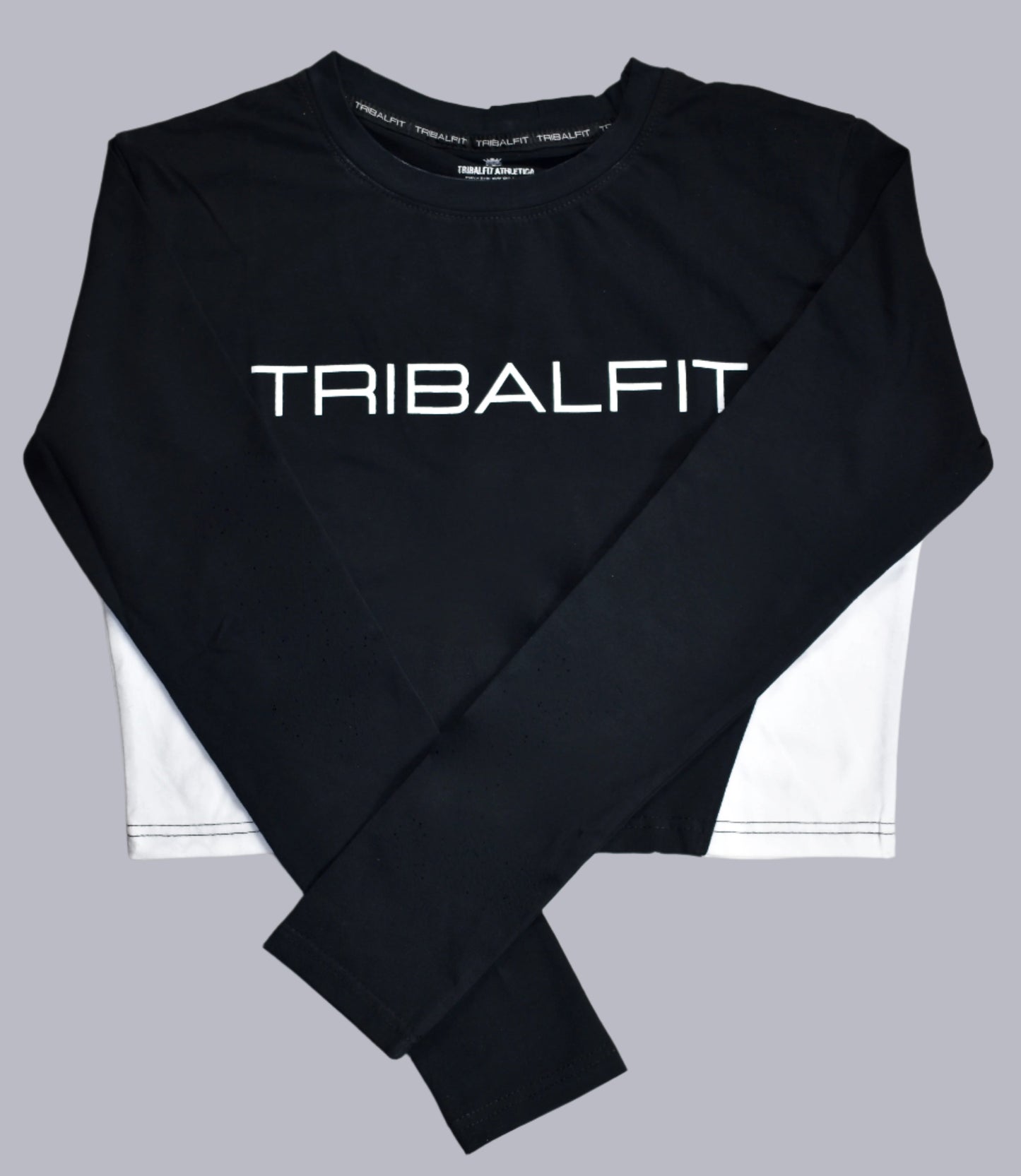 TRIBALFIT VITAL LONG SLEEVE PERFORMANCE CROP TOP- MIDNIGHT BLACK